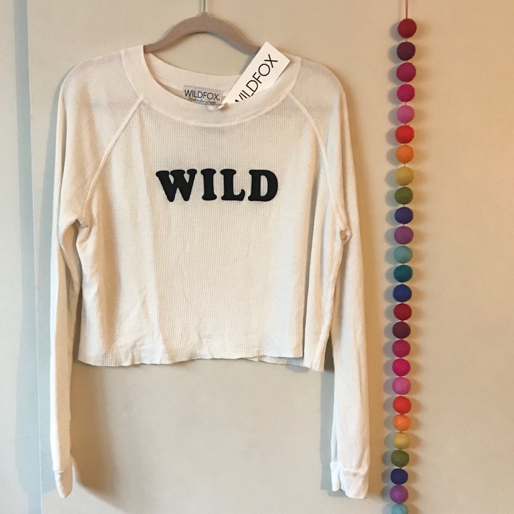 Wildfox long sleeve white crop top XS